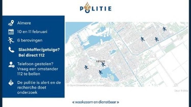 Almere - Onderzoek leidt tot aanhouding straatrovers Almere - Onderzoek leidt tot aanhouding straatrovers